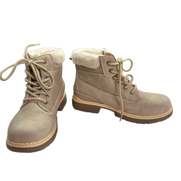 ANJOUFEMME Work Hiking Boots Women Outdoor Ankle Boots Light Khaki Size 8 - Picture 2 of 11